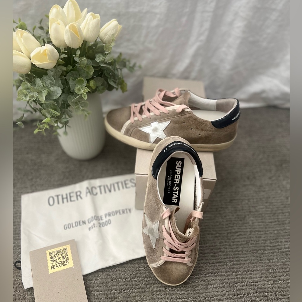 Golden Goose Superstar Sneakers with Pink Laces